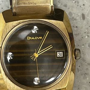 Bulova Men's Automatic Gold-Plated Vintage Watch Tiger's Eye Dial 1974